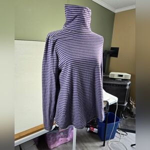 Women's Carhartt  Long Sleeve Mock Turtleneck Purple Striped Extra Large